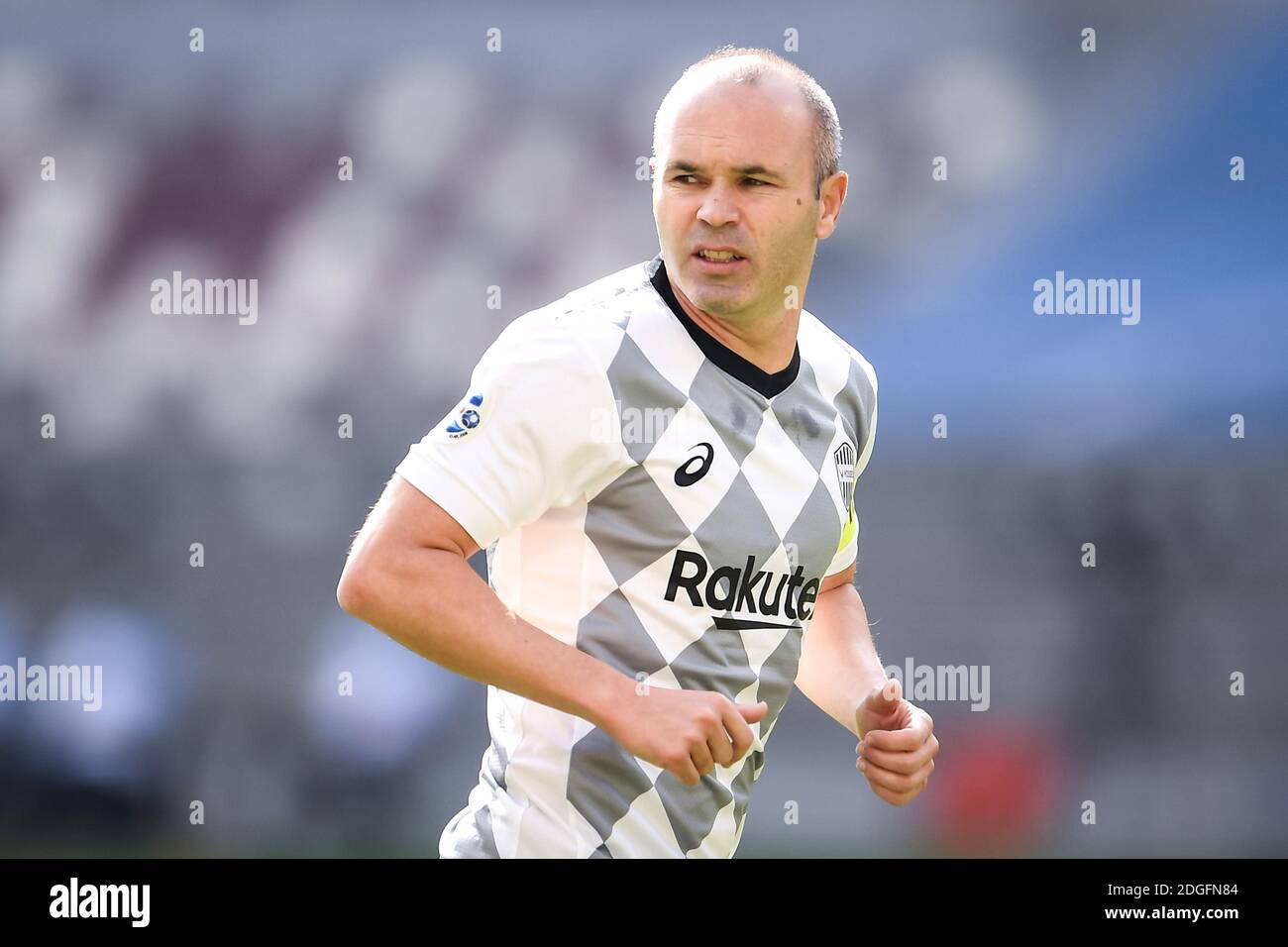 Spanish professional footballer Andrés Iniesta of Vissel Kobe reacts during the group match of 20/21 AFC Champions League (ACL) against Guangzhou Ever Stock Photo