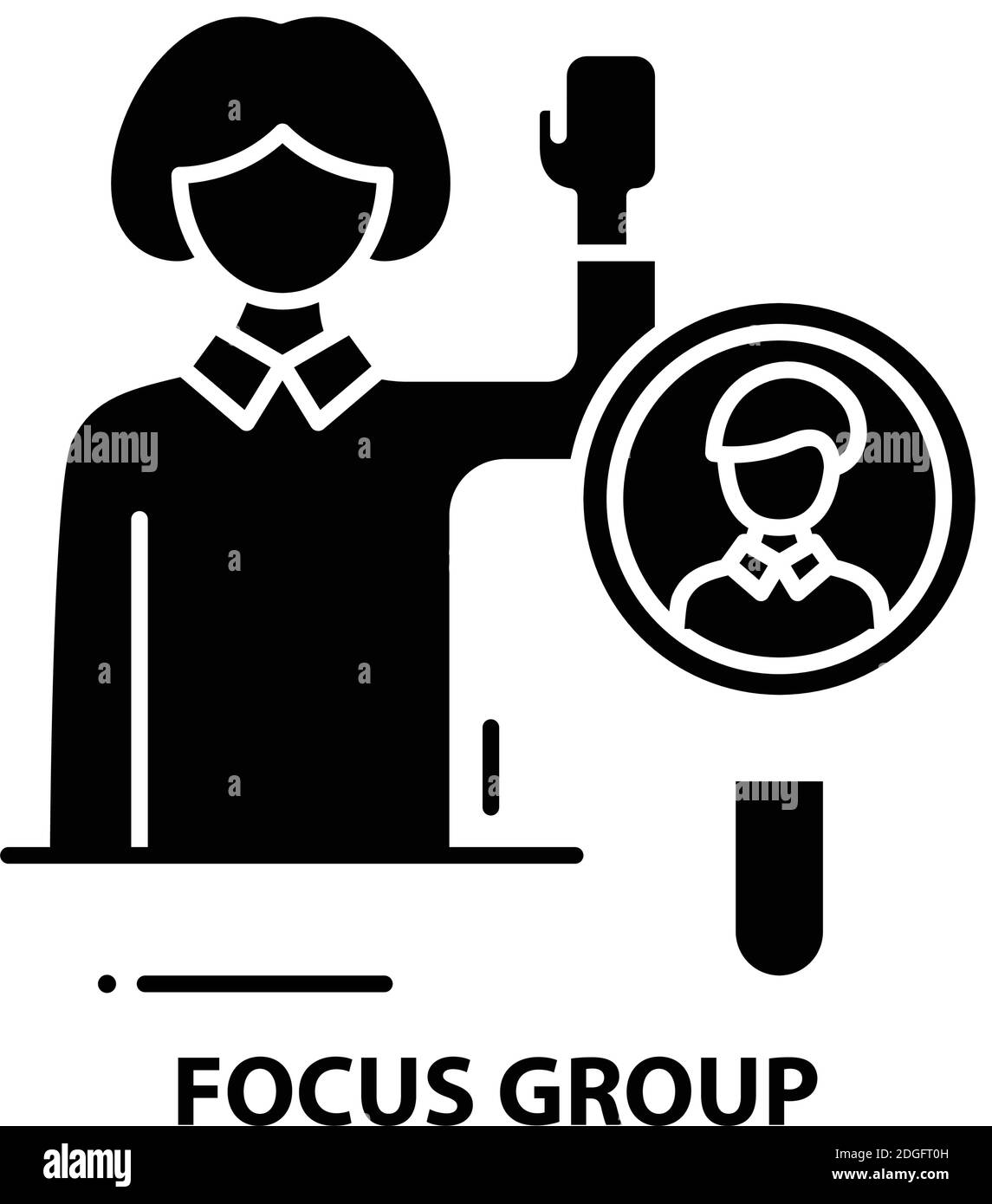 focus group symbol icon, black vector sign with editable strokes