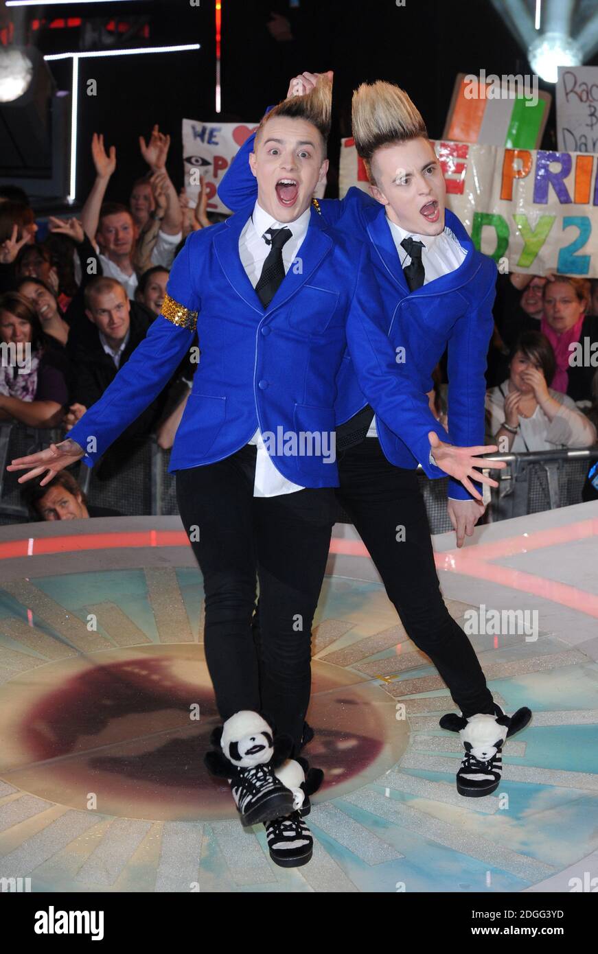 Jedward is evicted from The Celebrity Big Brother House 2011, Elstree Studios, Borehamwood, Hertfordshire. Stock Photo