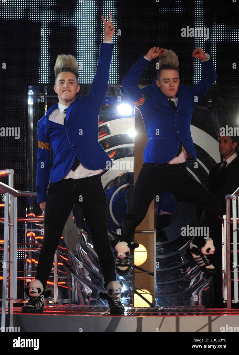 Jedward is evicted from The Celebrity Big Brother House 2011, Elstree Studios, Borehamwood, Hertfordshire. Stock Photo
