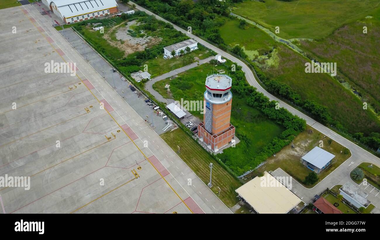 Airport Control Tower. Airport control tower at full capacity. Radar