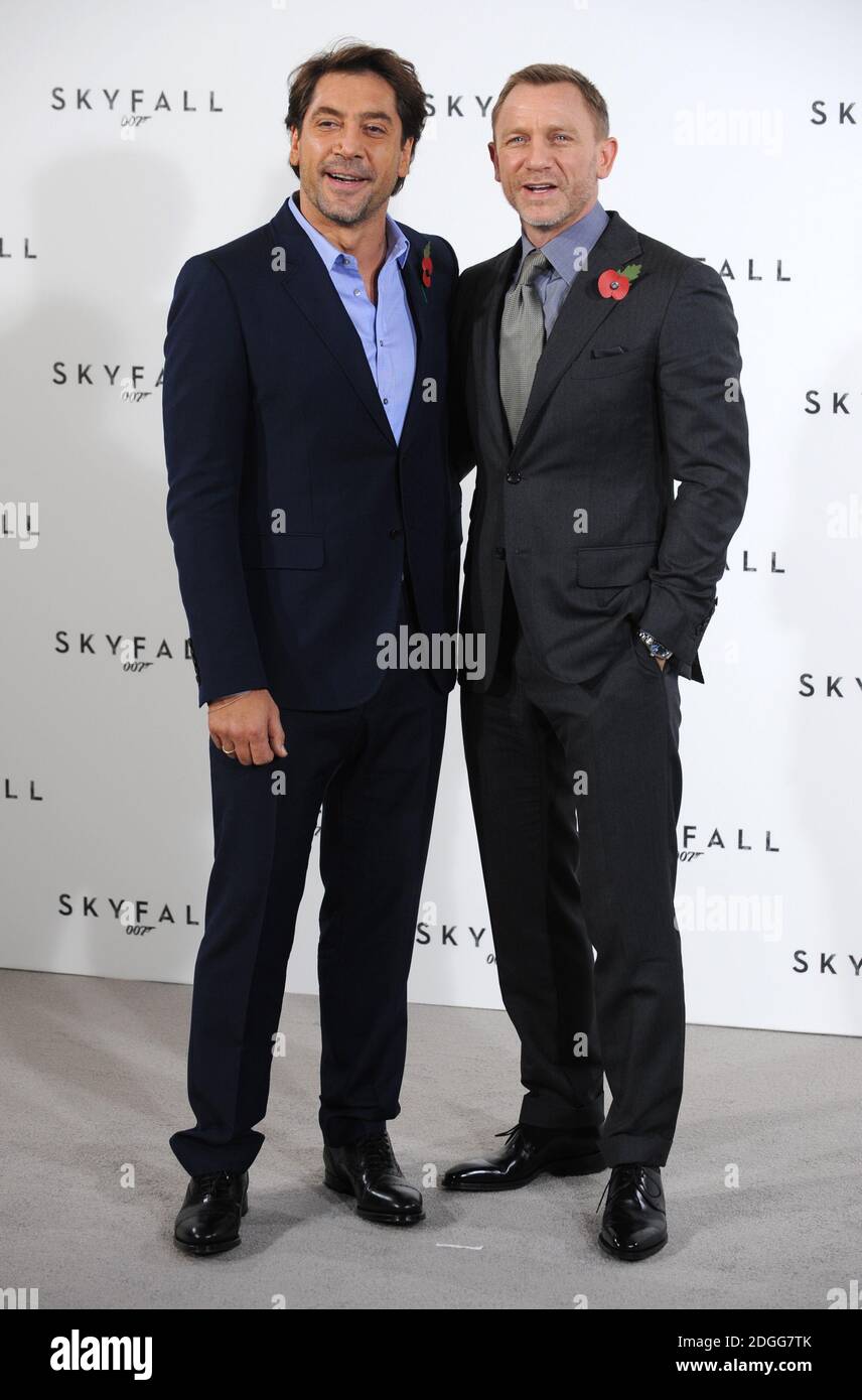 (Left to right) Javier Bardem and Daniel Craig at a photocall for the new James Bond film Skyfall, in London. Stock Photo