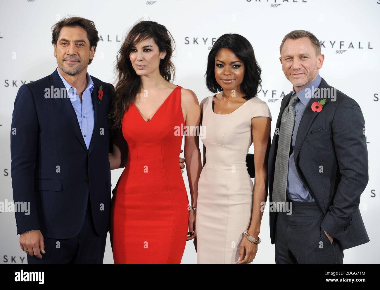 (Left to right) Javier Bardem, Berenice Marlohe, Daniel Craig and Naomie Harris at a photocall for the new James Bond film Skyfall, in London. Stock Photo