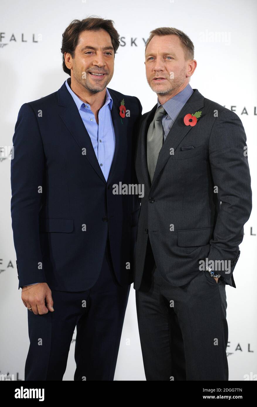(Left to right) Javier Bardem and Daniel Craig at a photocall for the new James Bond film Skyfall, in London. Stock Photo