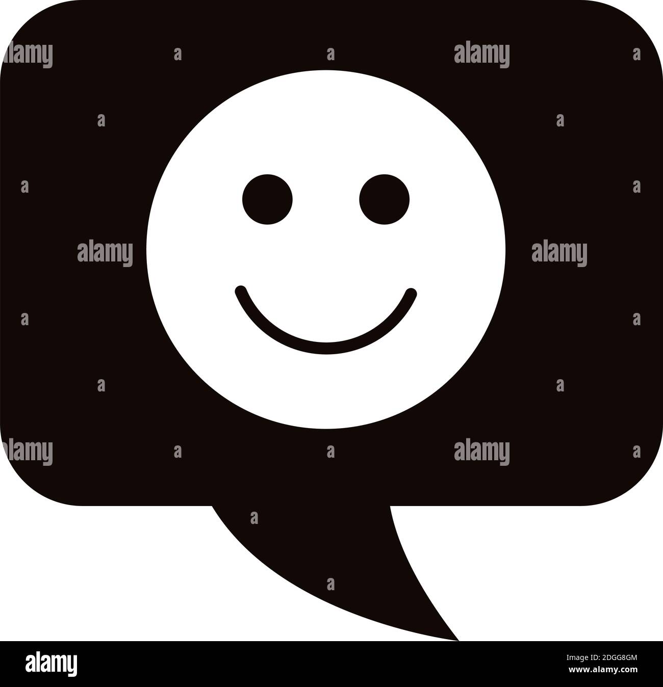 speech bubble with emoji smiling face block style icon vector ...