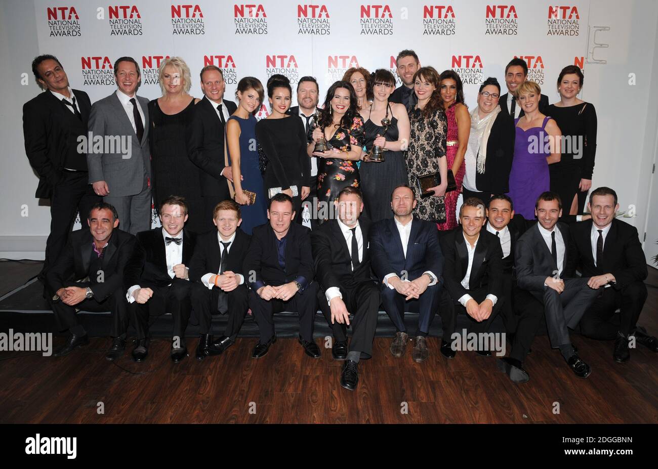 The Cast of Coronation Street back stage at The National Television Awards 2012, O2 Arena, Greenwich, London. Stock Photo