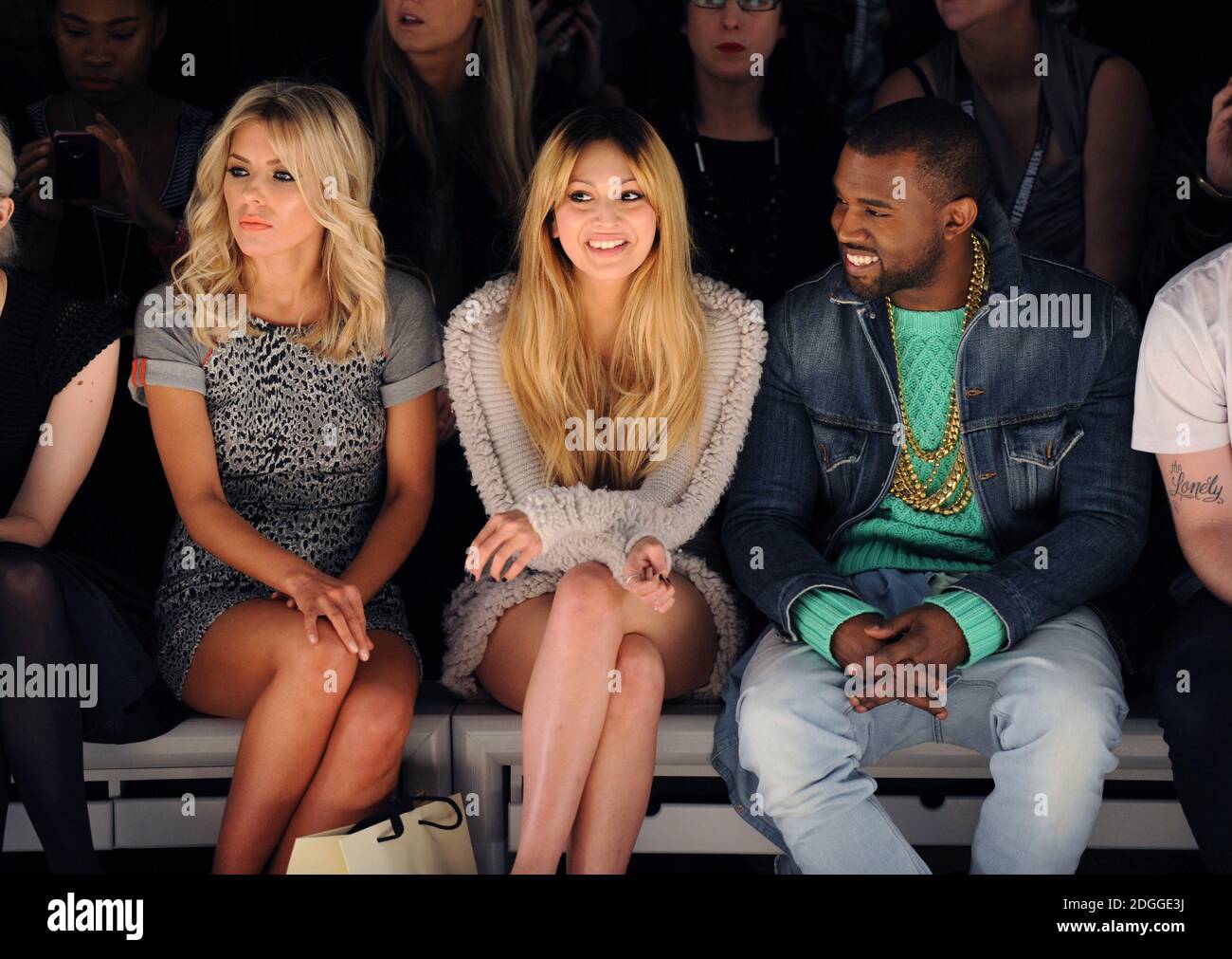 Mollie King, Zara Martin and Kanye West at the Mark Fast Catwalk Show, Somerset House, London Fashion Week. Stock Photo