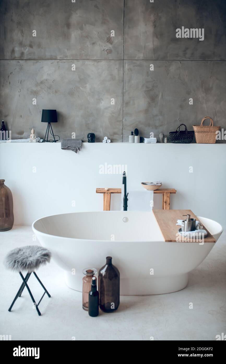 Modern nice bathroom with a big bathtube Stock Photo