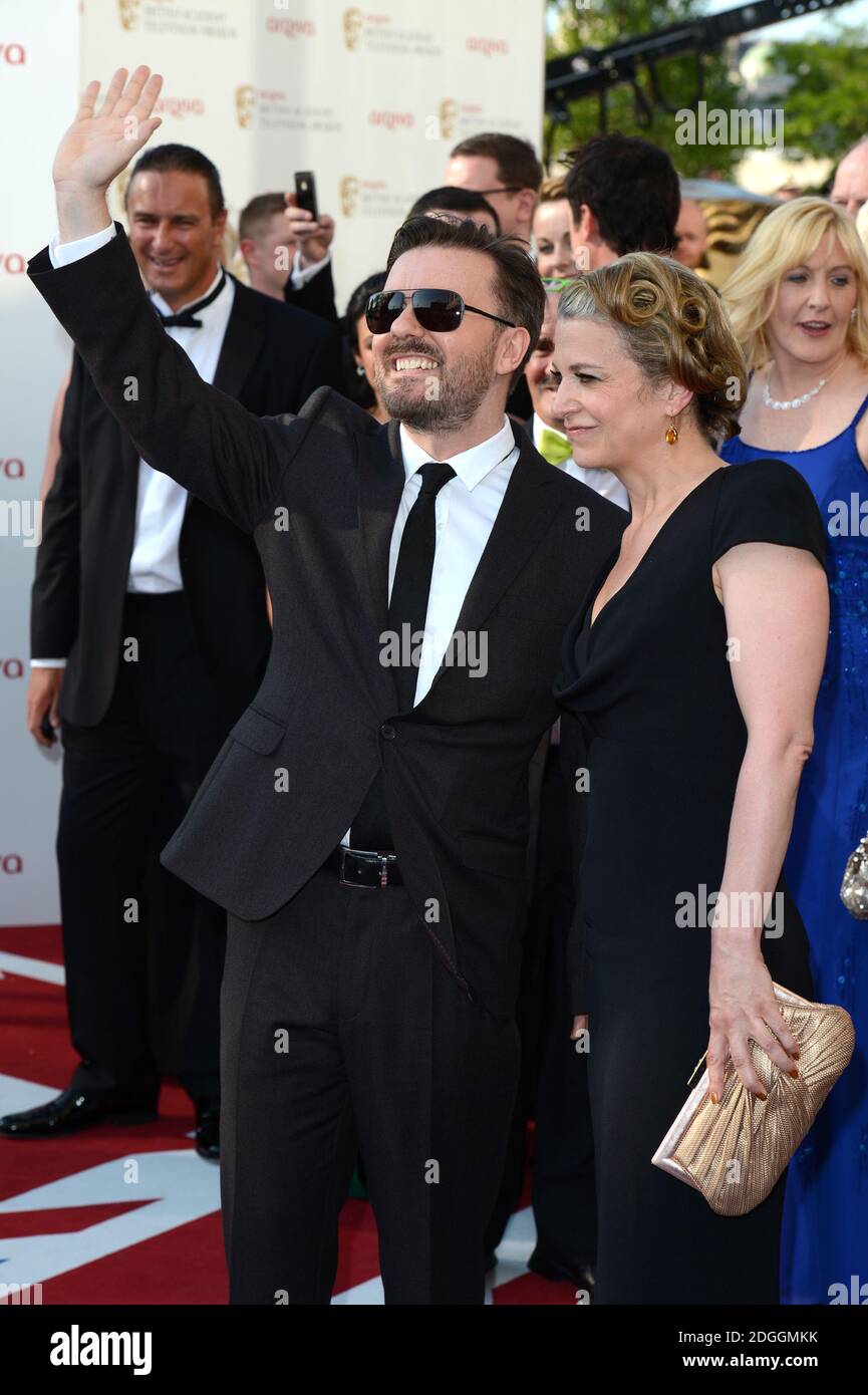 Ricky Gervais and Jane Fallon arriving at the BAFTA Television Awards