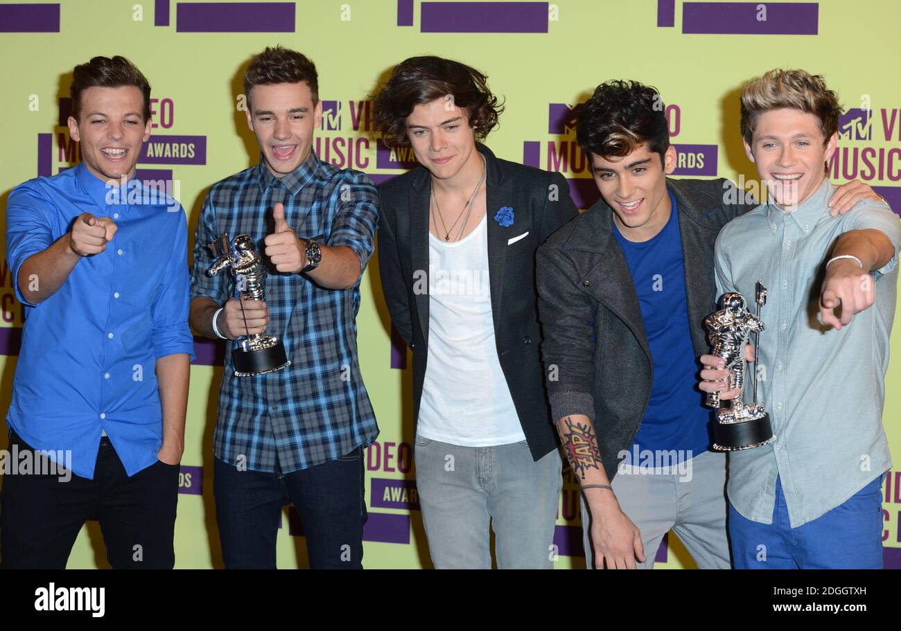 Louis Tomlinson Liam Payne Harry Styles Zayn Malik And Niall Horan Of One Direction In The Press Room At The Mtv Video Music Awards The Staples Centre Los Angeles Stock Photo