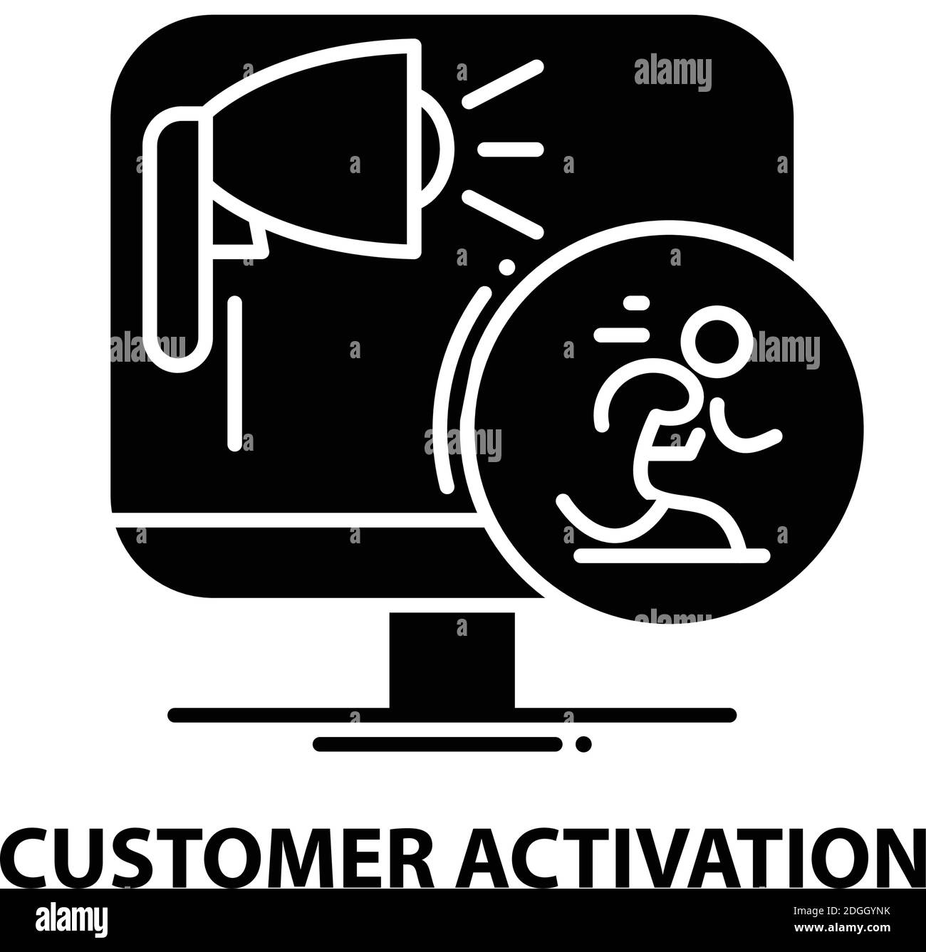 customer activation icon, black vector sign with editable strokes, concept illustration Stock Vector
