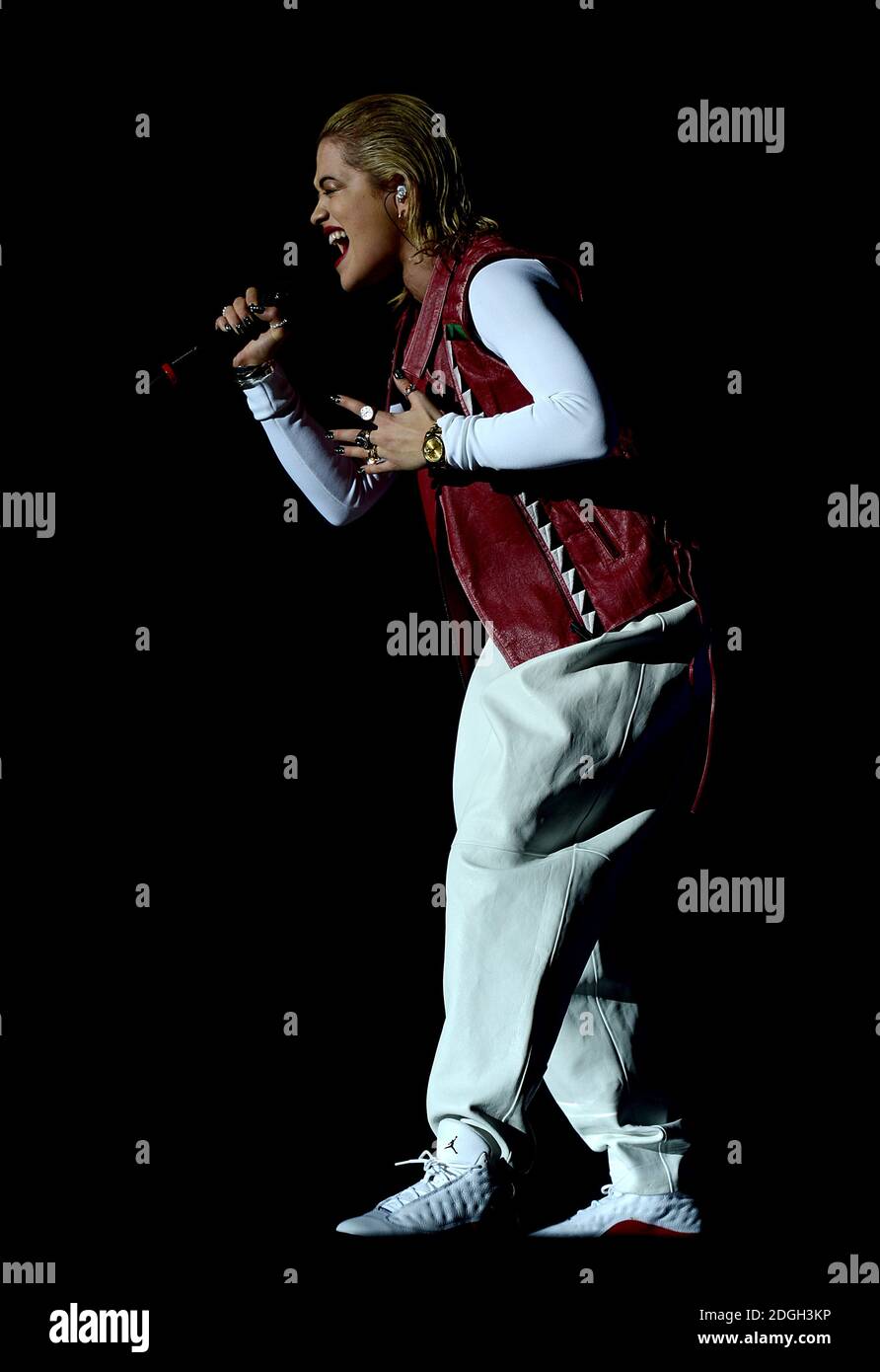 Rita Ora on stage during the 2012 Capital FM Jingle Bell Ball at the O2 Arena, London. Stock Photo