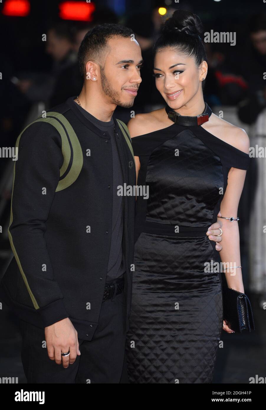 Lewis Hamilton and Nicole Scherzinger arriving at the World Premiere of