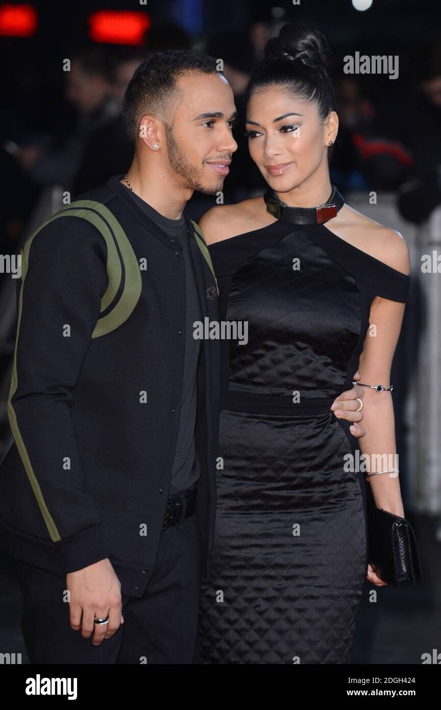 Lewis Hamilton and Nicole Scherzinger arriving at the World Premiere of