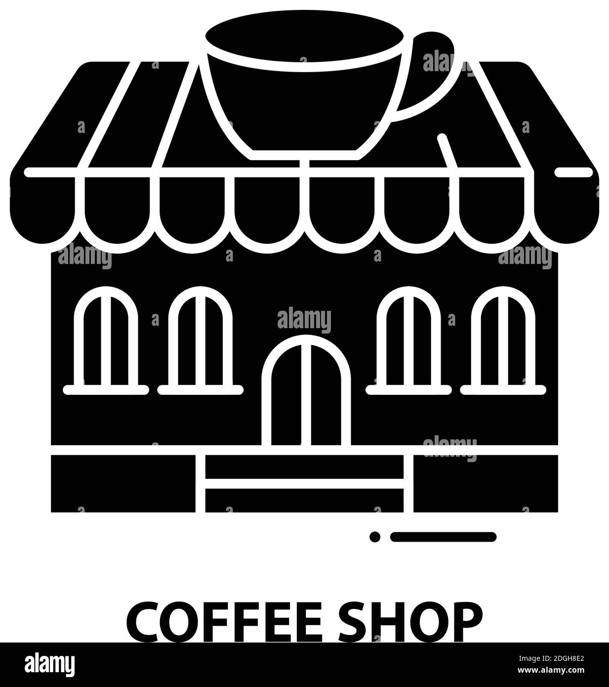 coffee shop symbol icon, black vector sign with editable strokes, concept illustration Stock Vector