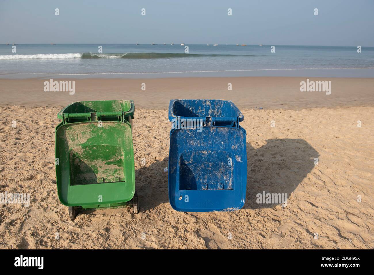 Goa, India 11 November 2020, Two Plastic Waste Containers On Wheels