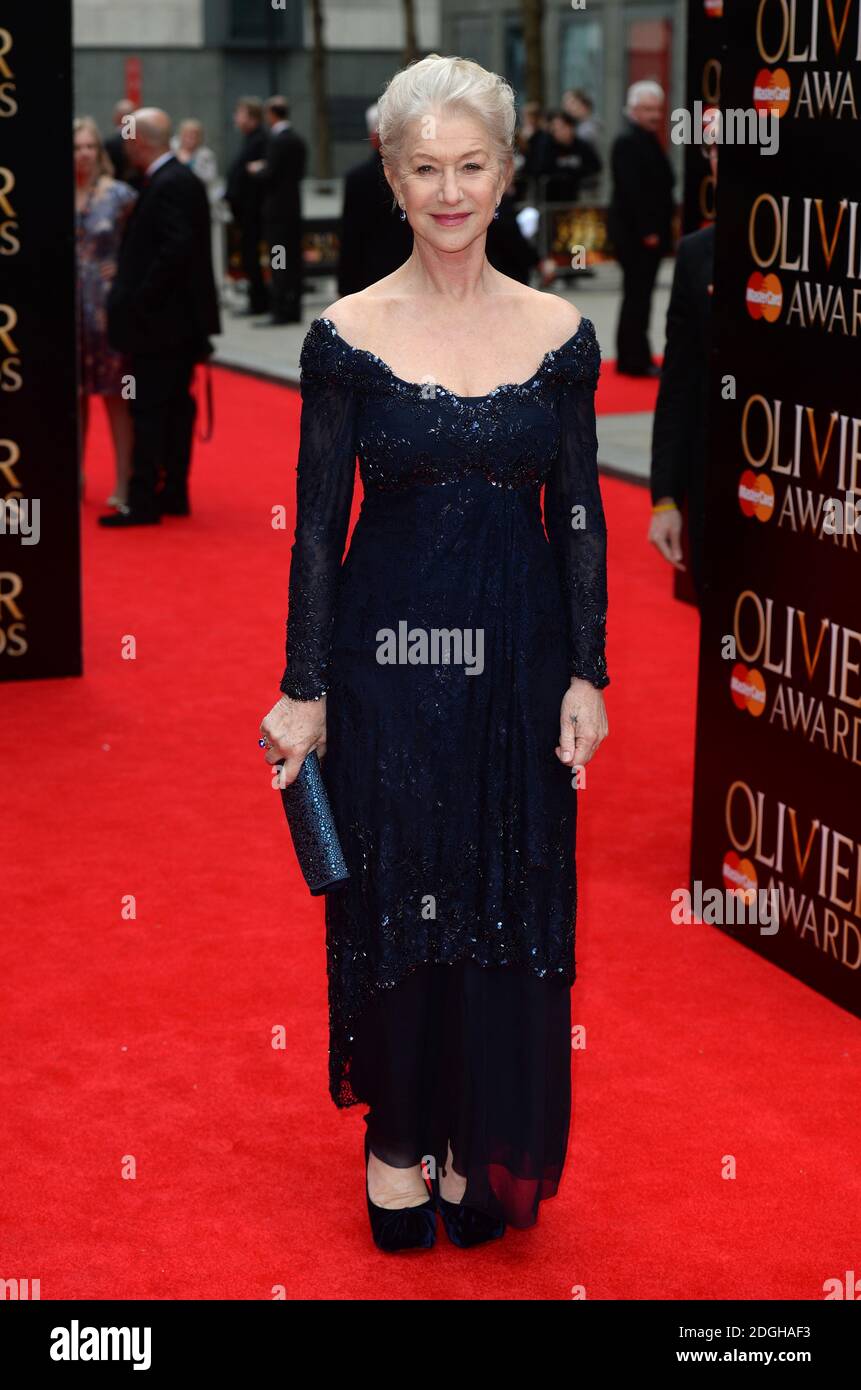 Helen Mirren arriving at the Olivier Awards 2013, Royal Opera House, Covent Garden, London.  Stock Photo