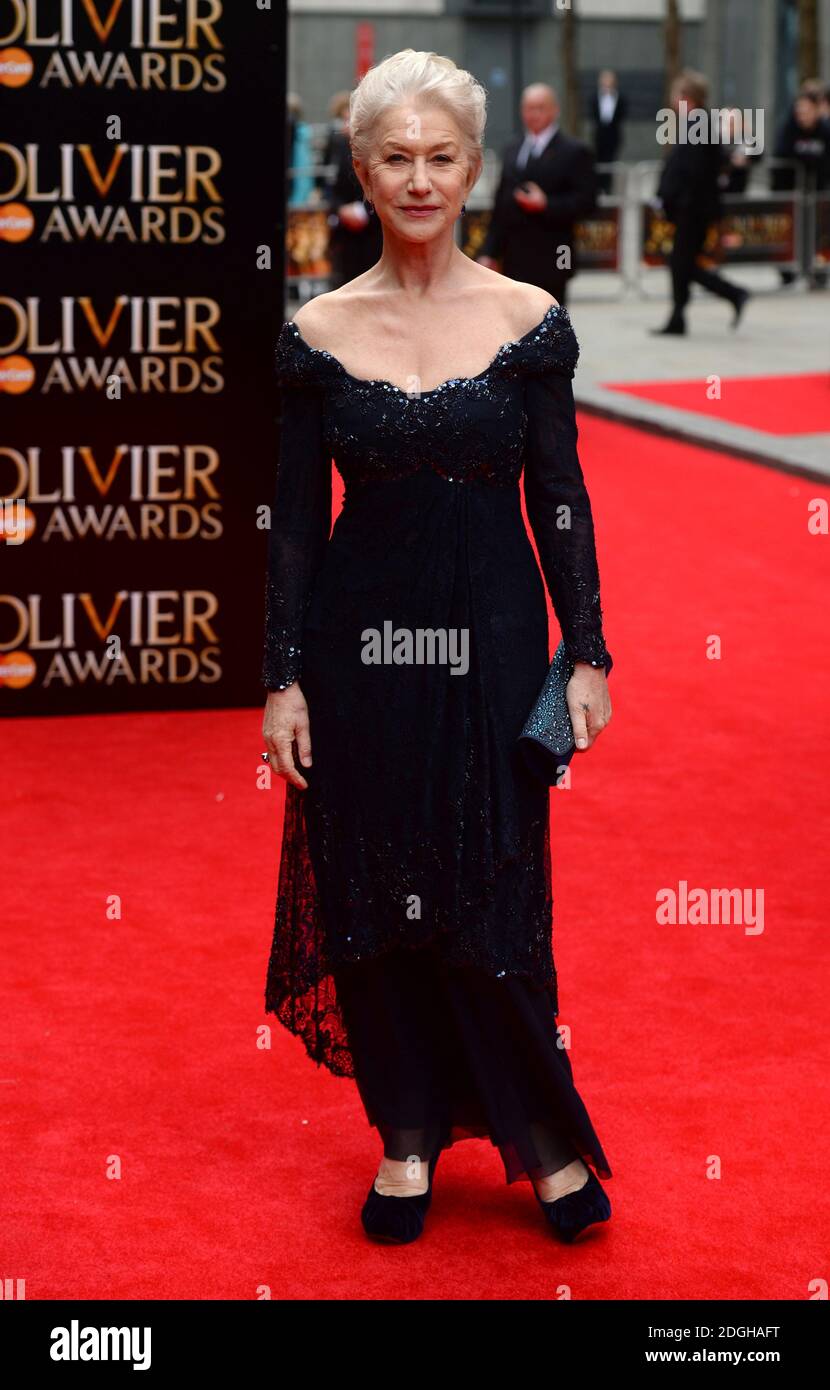 Helen Mirren arriving at the Olivier Awards 2013, Royal Opera House, Covent Garden, London.  Stock Photo
