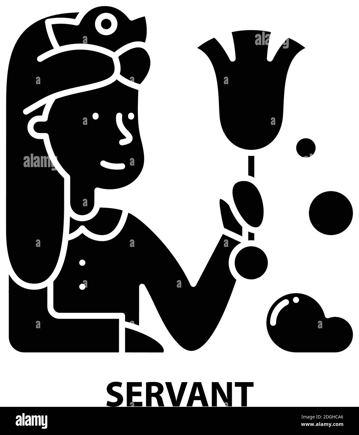 servant icon, black vector sign with editable strokes, concept illustration Stock Vector