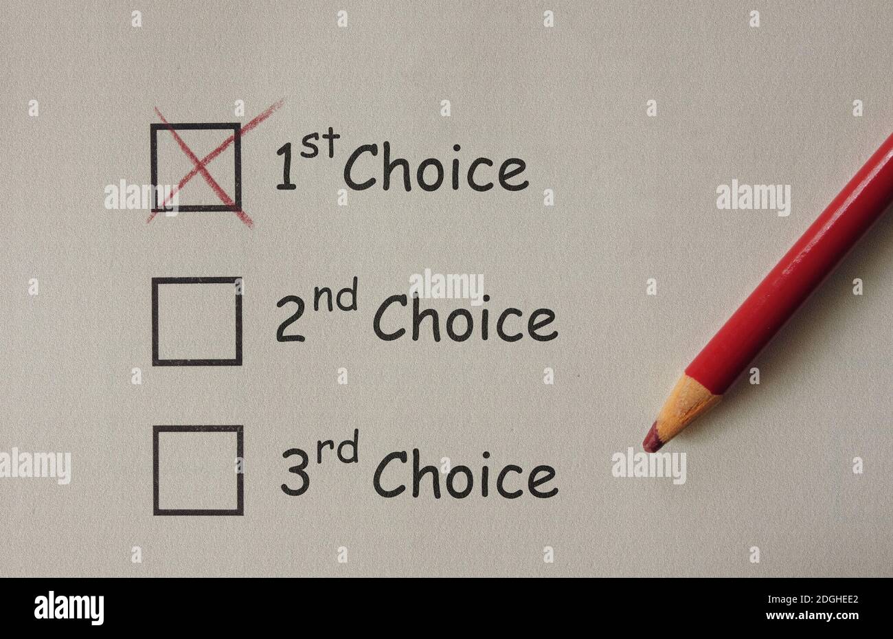 First Choice opinion form Stock Photo