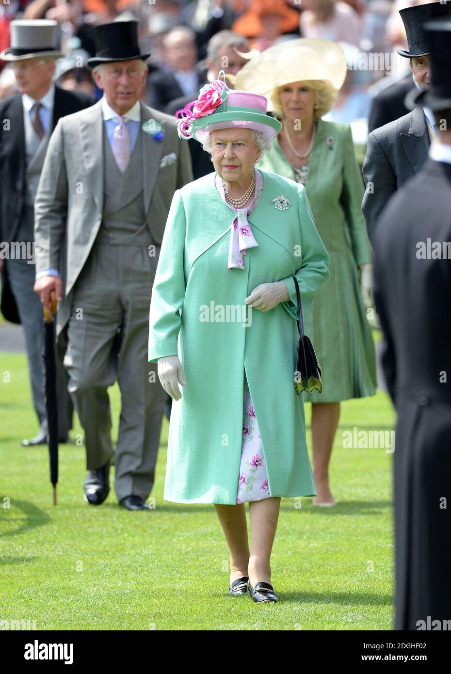 Queen Elizabeth II, Prince Charles, The Duke of Cornwall with Camilla, Duchess of Cornwall at Royal Ascot 2013, Ascot Racecourse, Berkshire. Stock Photo