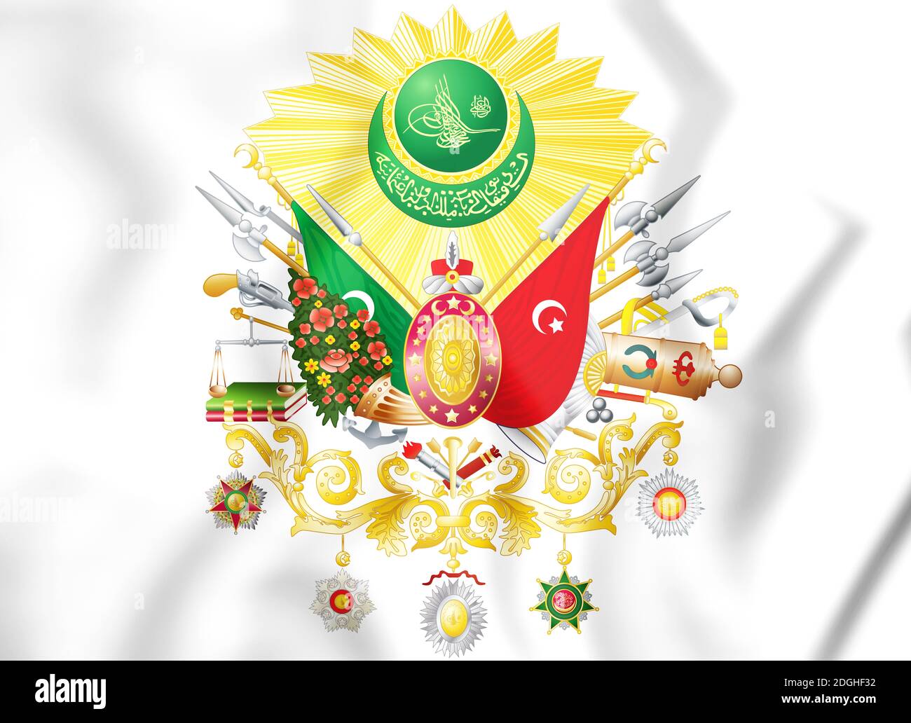Ottoman Empire coat of arms (12991923). 3D Illustration Stock Photo