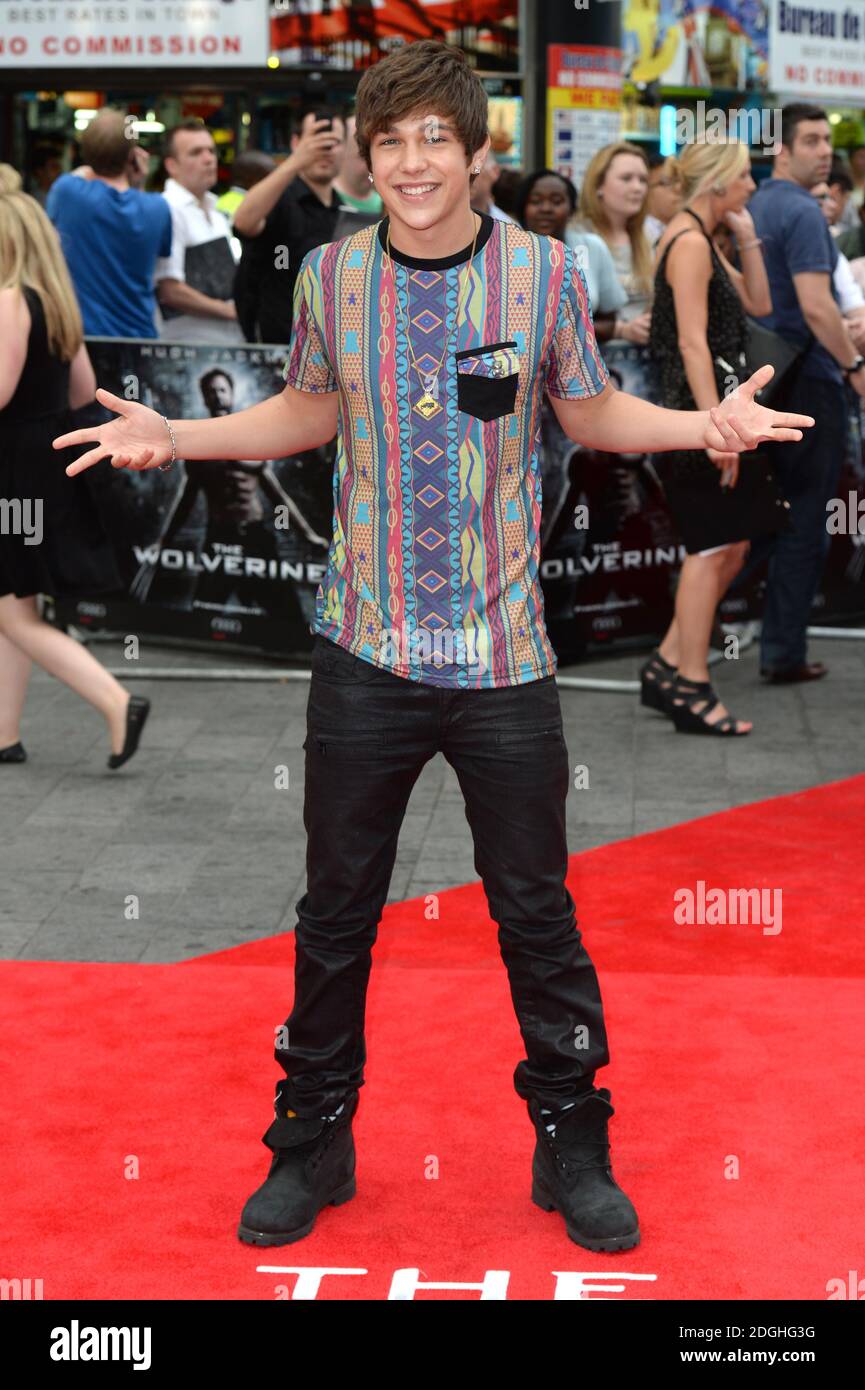Austine Mahone arriving at the UK Premiere of The Wolverine, Empire Cinema, Leicester Square, London. Stock Photo