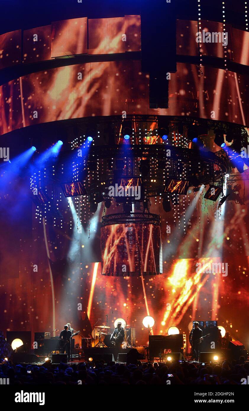 Kings of Leon perform on stage during the 2013 MTV Europe Music Awards