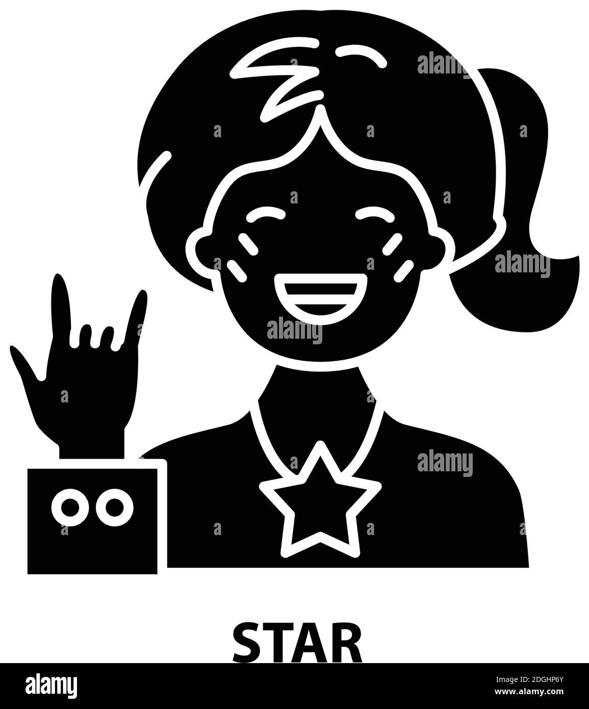 star icon, black vector sign with editable strokes, concept illustration Stock Vector
