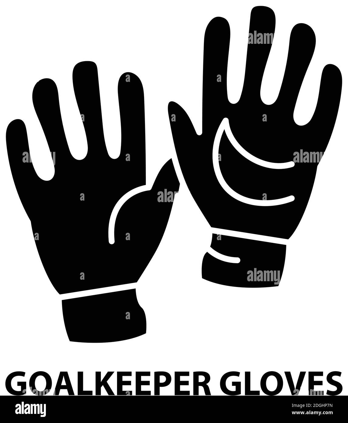 goalkeeper gloves icon, black vector sign with editable strokes, concept illustration Stock Vector