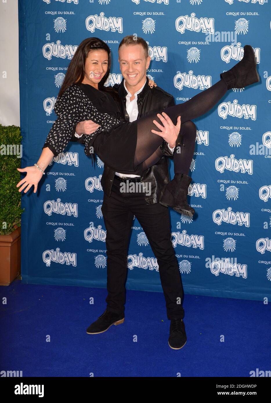 Hayley Tamaddon and her Dancing on Ice partner Daniel Whiston arriving at the opening night of Cirque du Soleil's Quidam at the Royal Albert Hall, London. Stock Photo