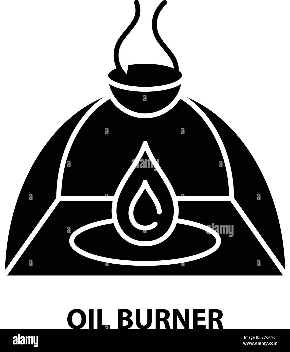oil burner icon, black vector sign with editable strokes, concept illustration Stock Vector