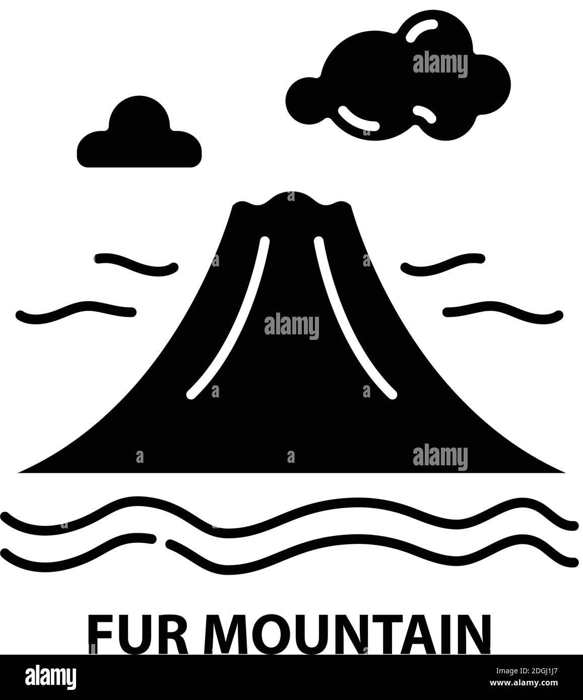 fur mountain icon, black vector sign with editable strokes, concept illustration Stock Vector