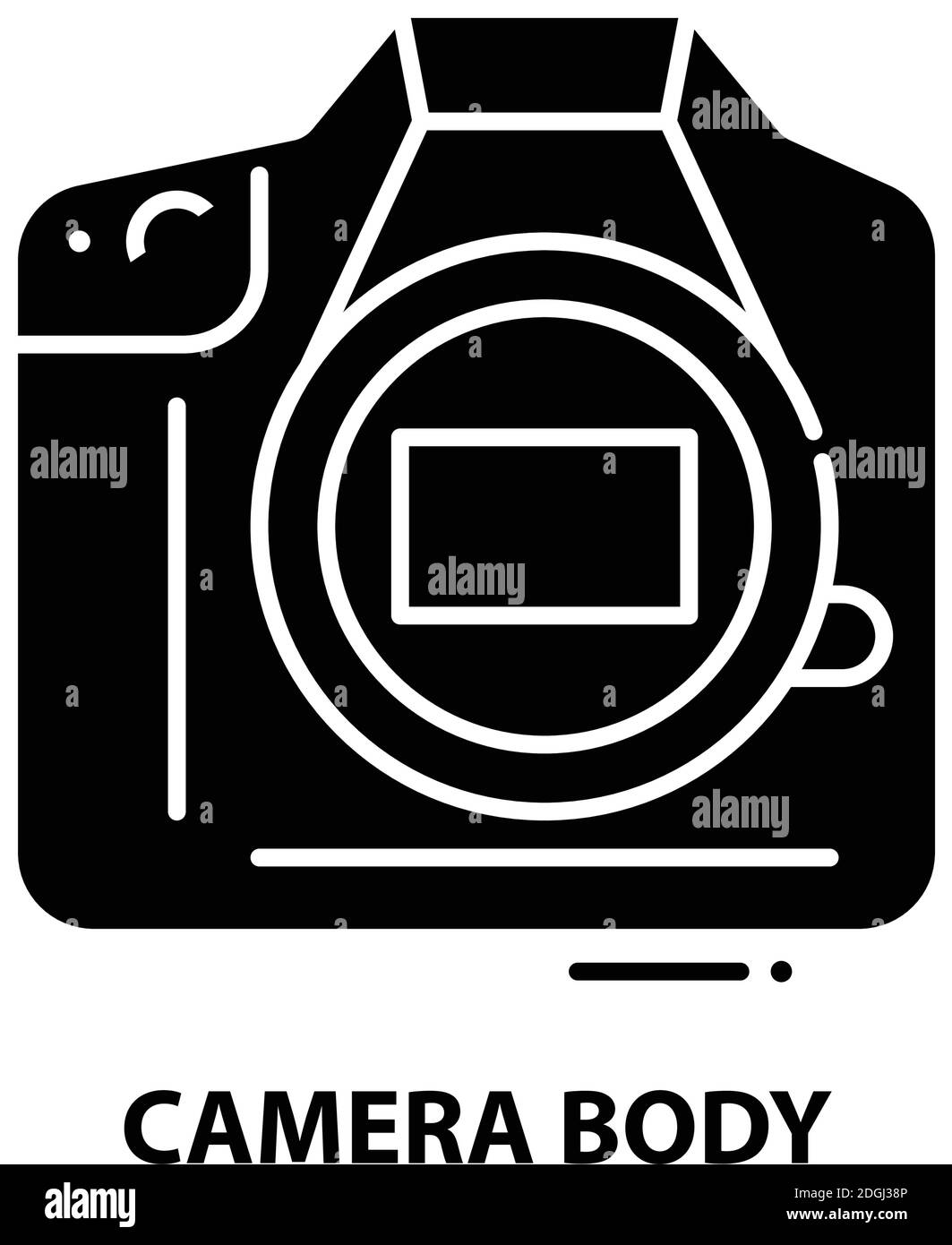 camera body icon, black vector sign with editable strokes, concept illustration Stock Vector