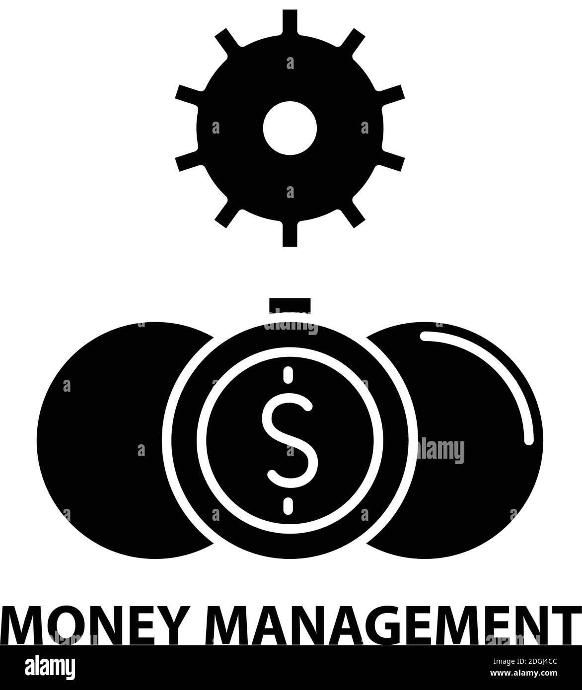 money management icon, black vector sign with editable strokes, concept