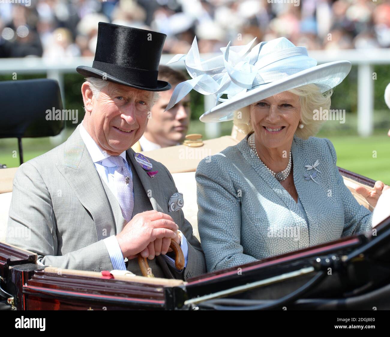 Prince Charles, the Duke of Cornwall and the Duchess of Cornwall during the Royal Procession at the first day of Royal Ascot 2014, Ascot Racecourse, Berkshire. Copyright should red Doug Peters EMPICS Entertainment Stock Photo
