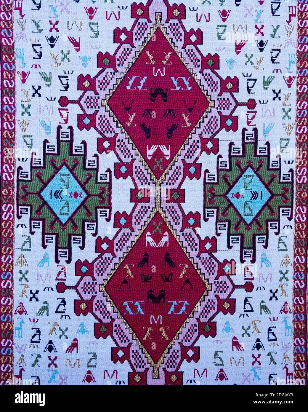 Colored oriental textile pieces for sale at local middle eastern market