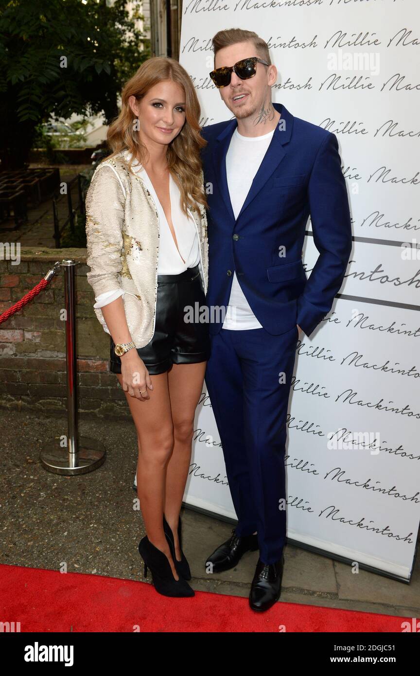 Millie Mackintosh and Professor Green Stephen Manderson arriving at the launch of Millie Mackintosh s new clothing range Westbank Gallery London Stock Photo Alamy