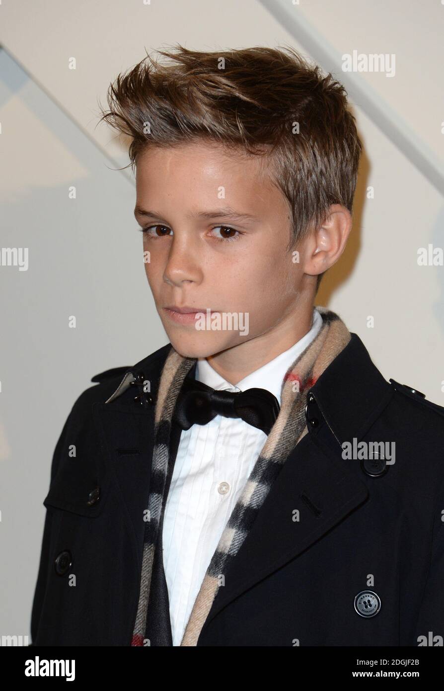 Romeo Beckham arriving at the 2014 Burberry Festive Campaign Launch  starring Romeo Beckham, Burberry, Regent Street, London Stock Photo - Alamy