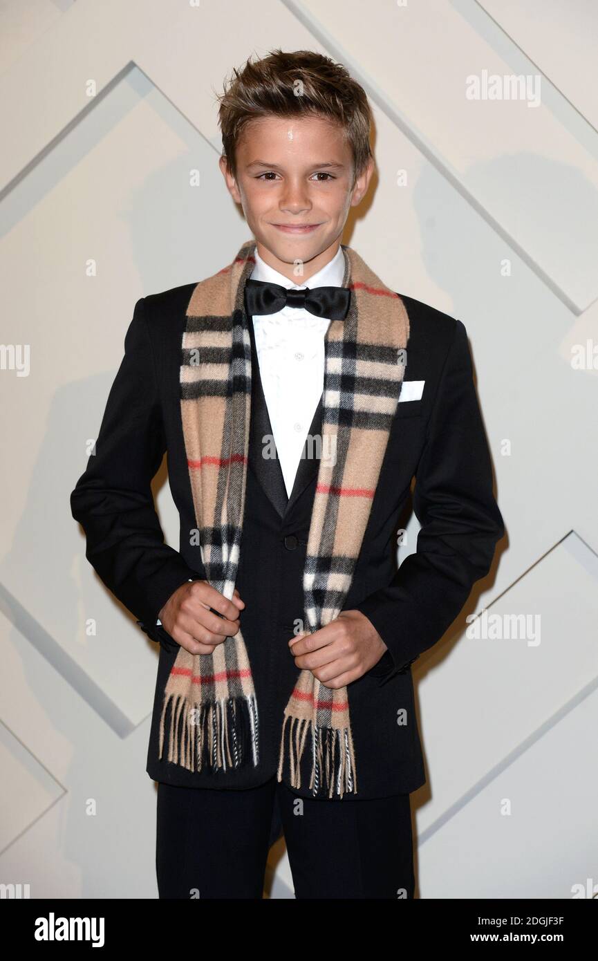 Romeo Beckham arriving at the 2014 Burberry Festive Campaign Launch  starring Romeo Beckham, Burberry, Regent Street, London Stock Photo - Alamy