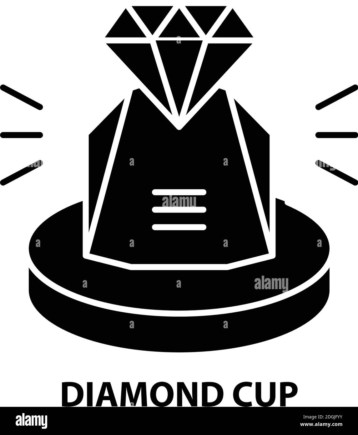 diamond cup icon, black vector sign with editable strokes, concept illustration Stock Vector