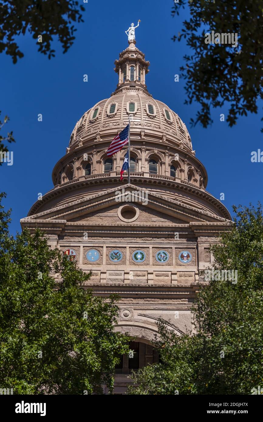Aerial Views Of The City Of Austin Texas Along The Colorado River Stock
