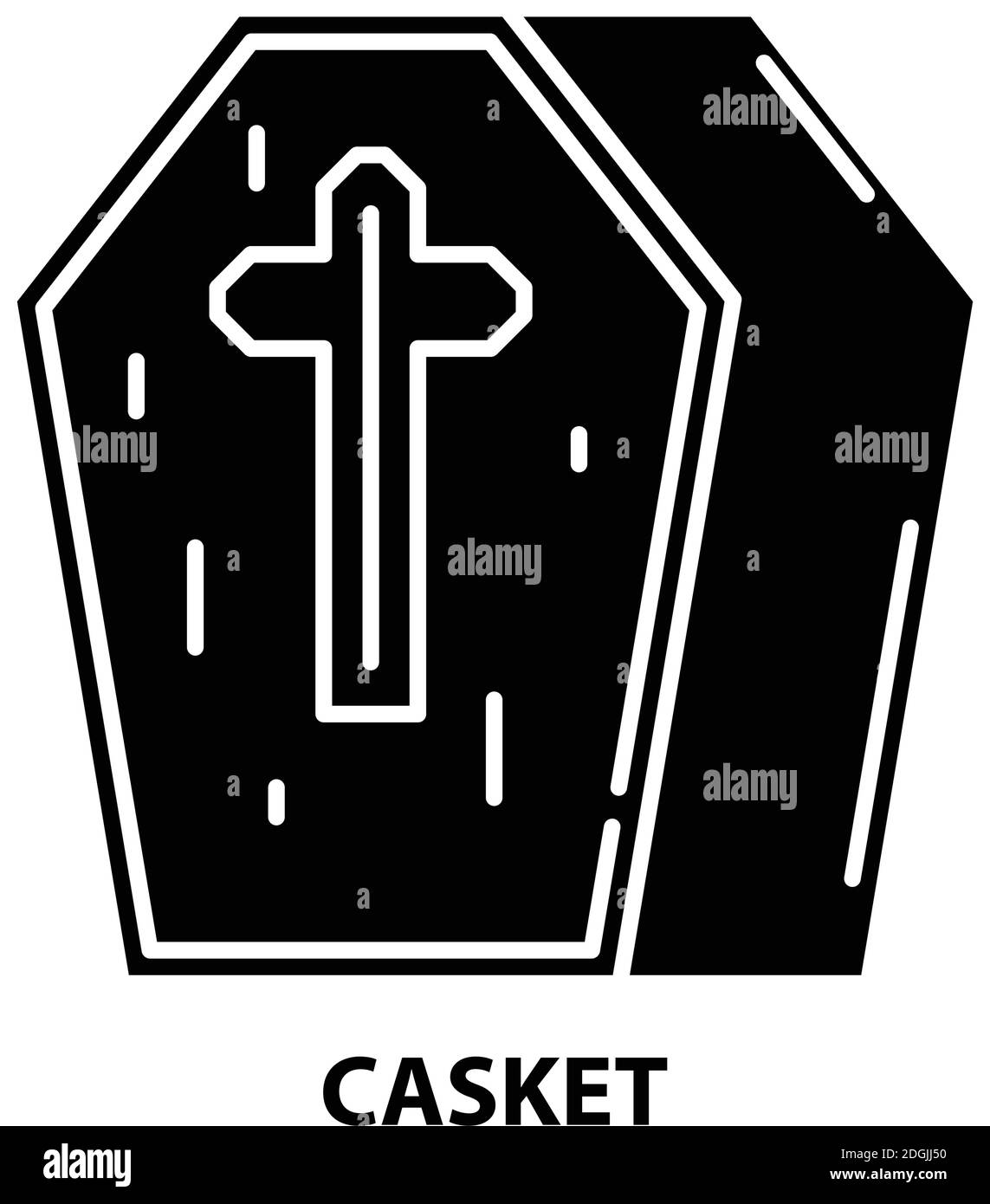 casket icon, black vector sign with editable strokes, concept illustration Stock Vector