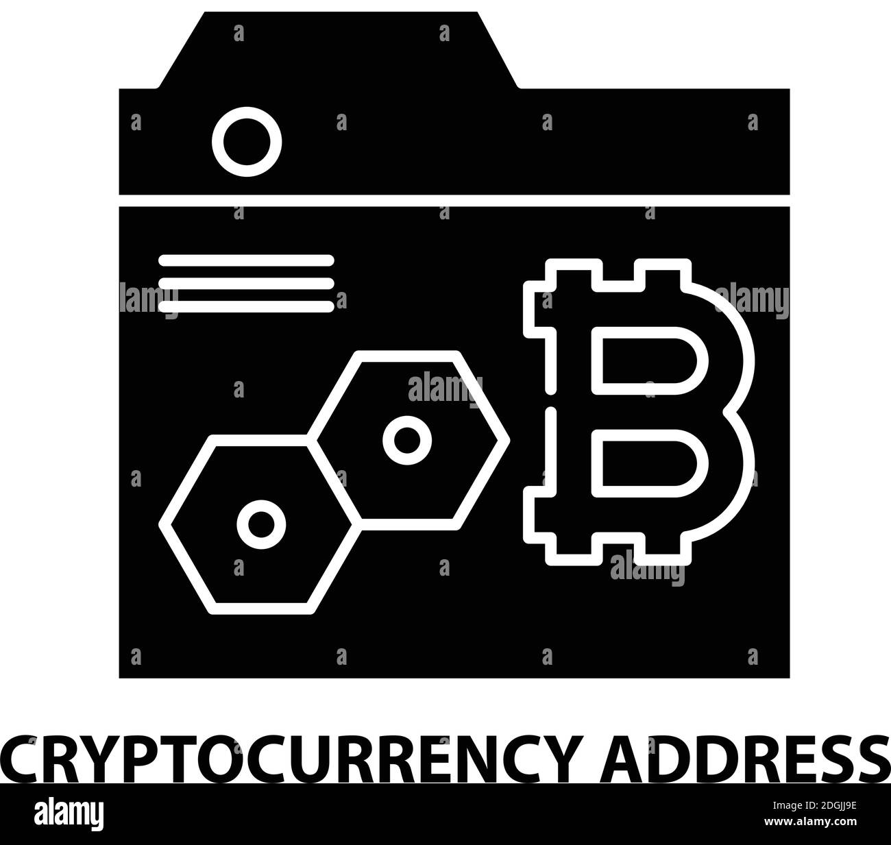 cryptocurrency address icon, black vector sign with editable strokes ...