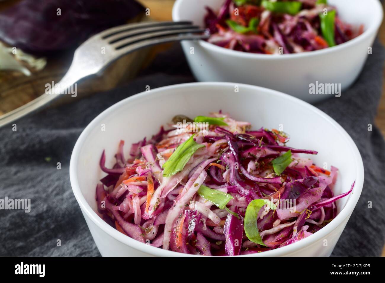 Coleslaw salad with fresh cabbage and green onions Stock Photo Alamy