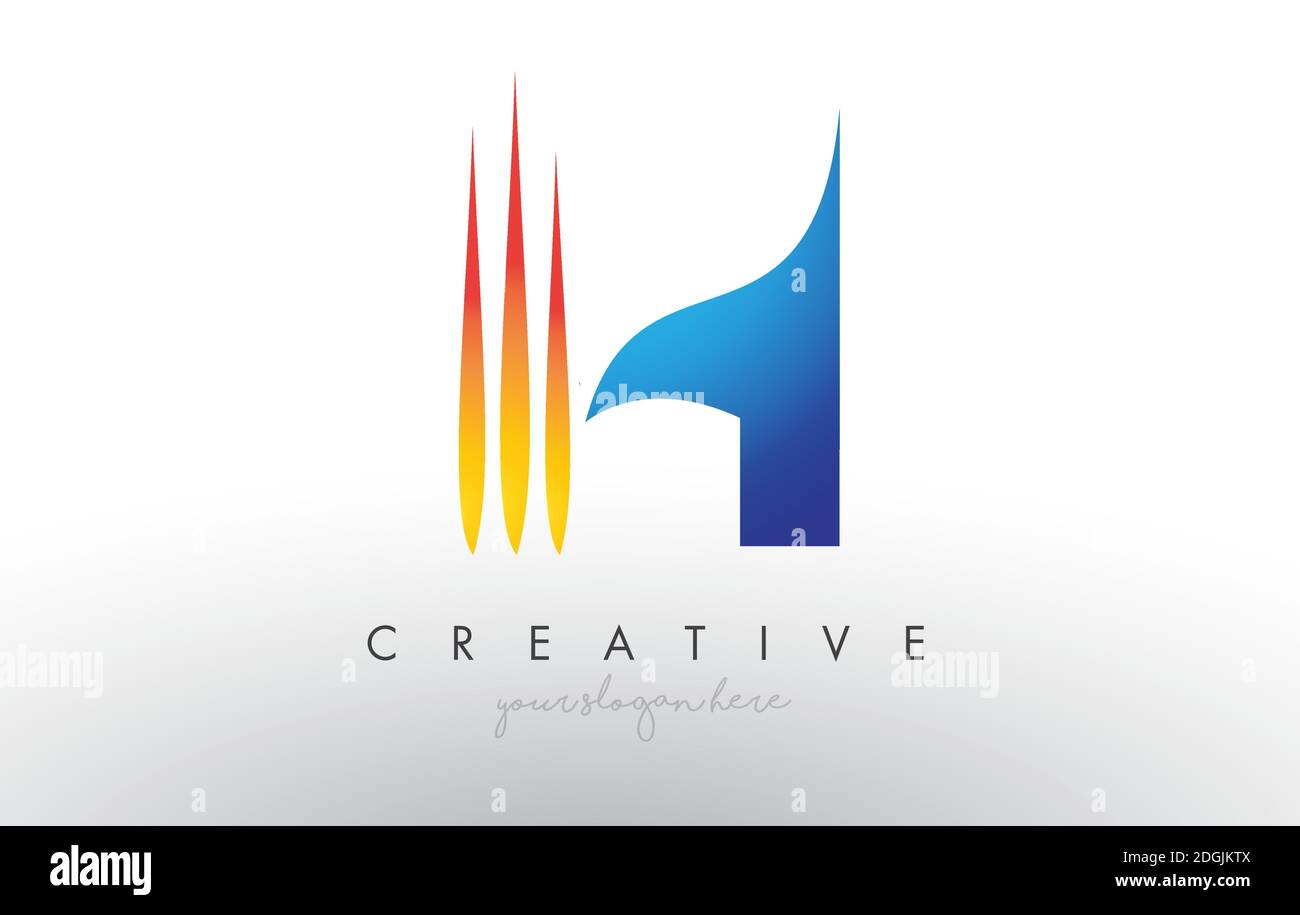 Creative Corporate H Letter Logo Icon Design With Blue and Yellow ...
