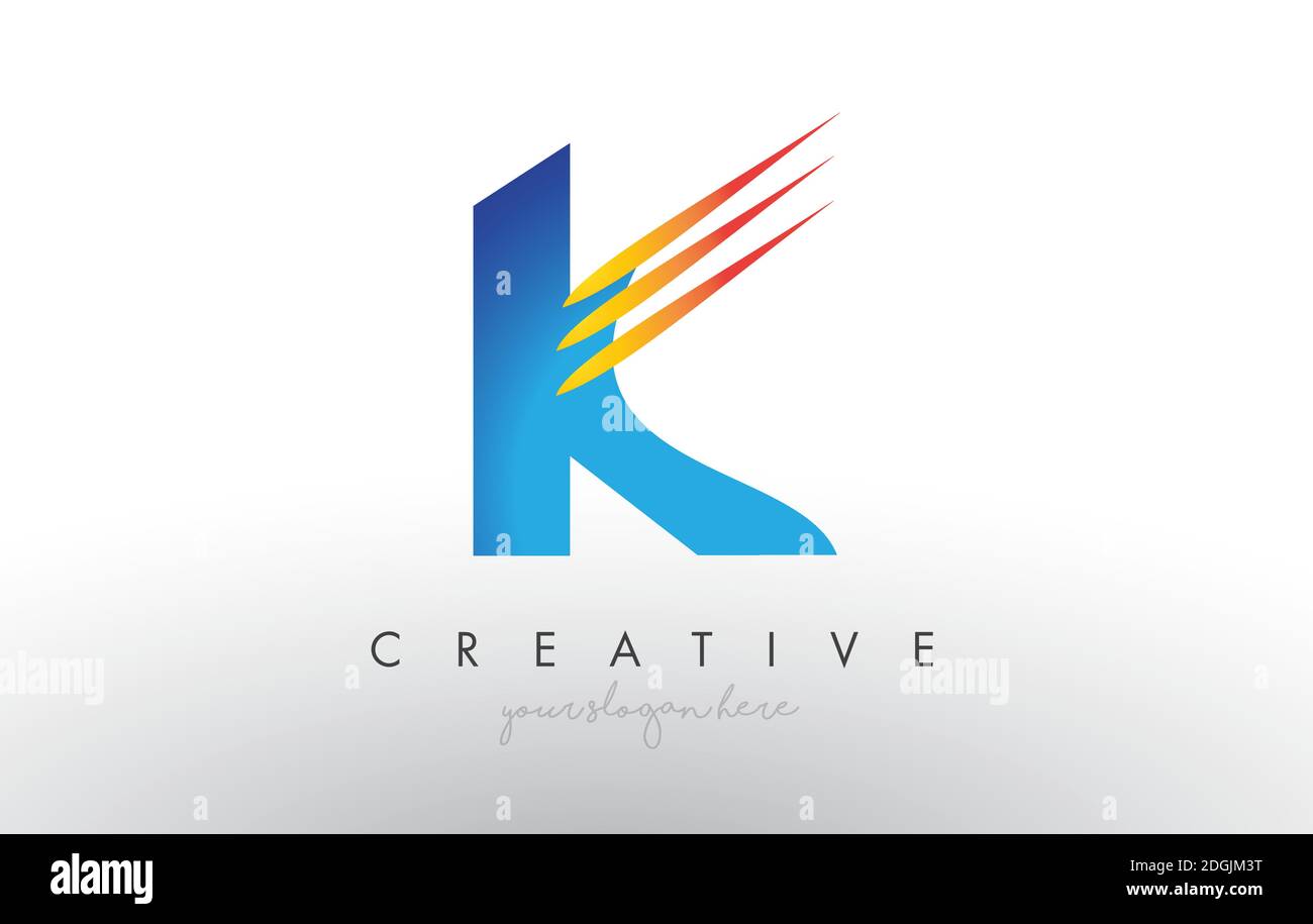 Creative Corporate K Letter Logo Icon Design With Blue and Yellow ...