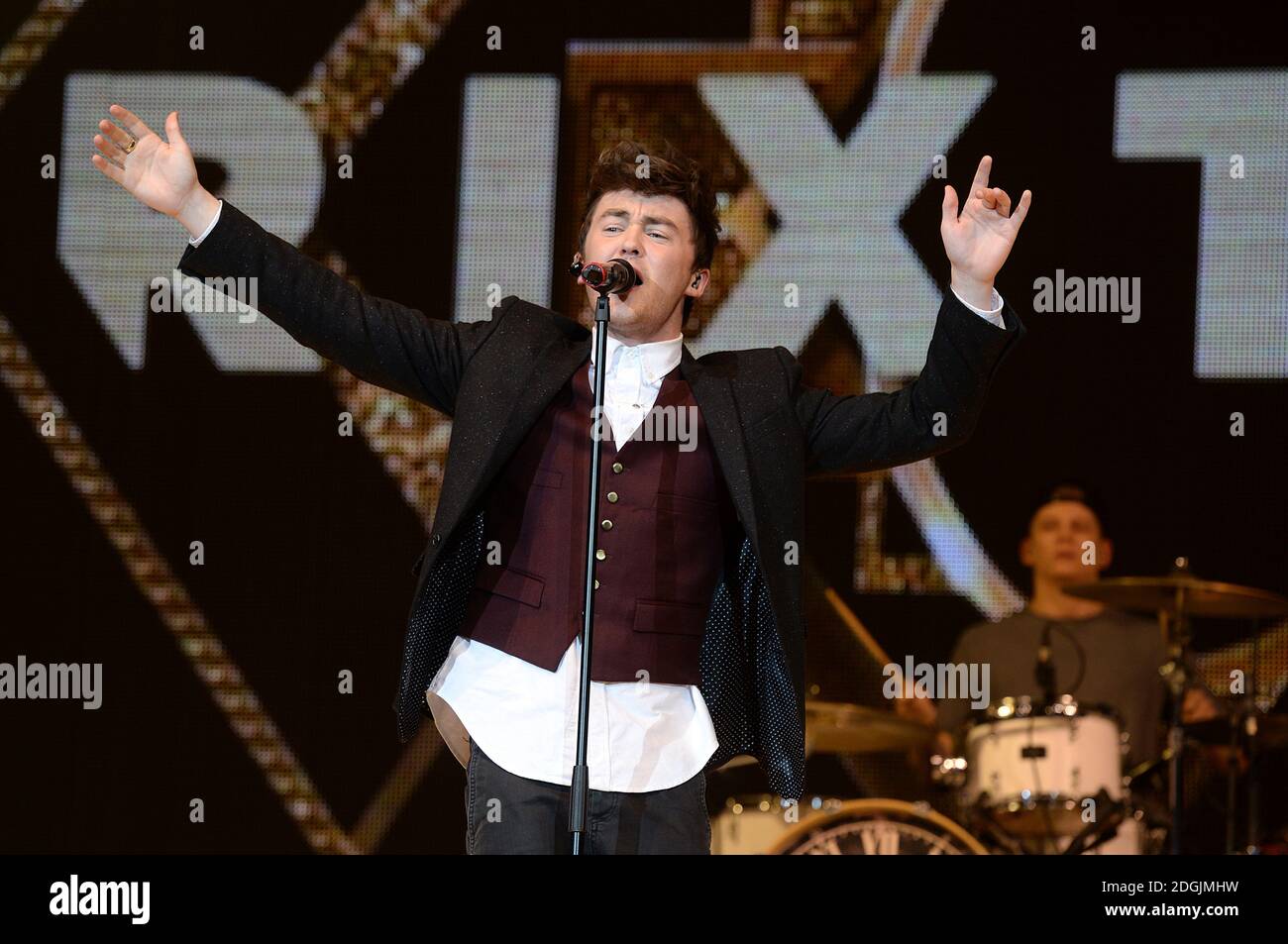EXCLUSIVE *** Jake Roche of Rixton live on stage during the Capital FM ...