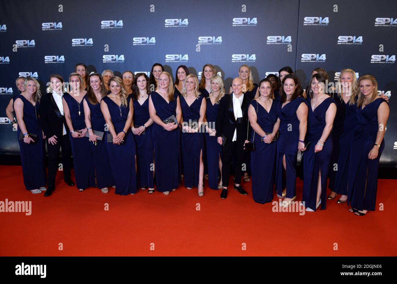 The England women's rugby team arriving for the 2014 Sports Personality