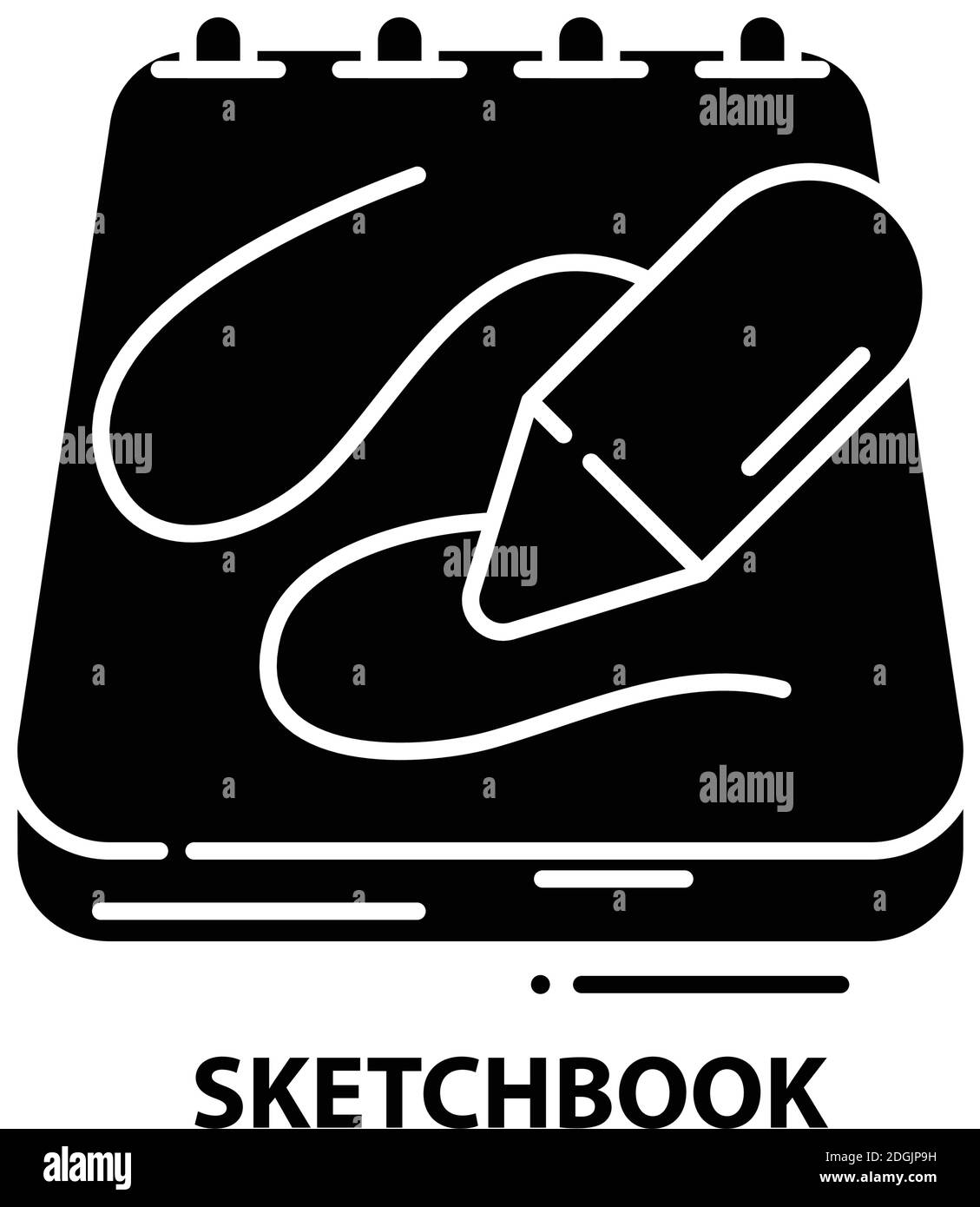 sketchbook symbol icon, black vector sign with editable strokes